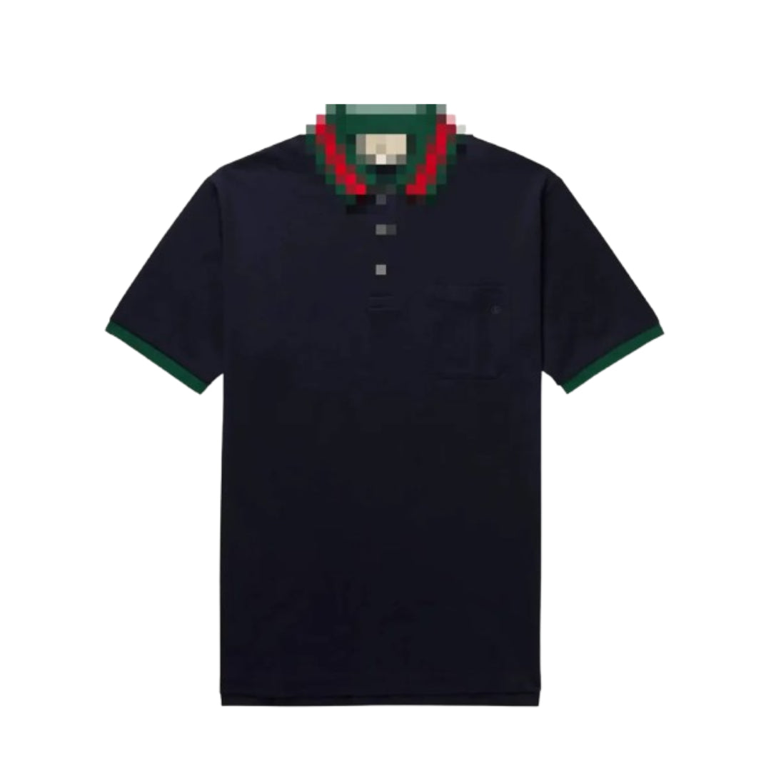 Navy Stripe Trim Polo
